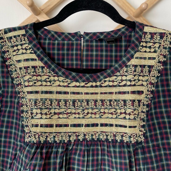 J.Crew Festive Peasant Plaid top - Picture 5 of 7